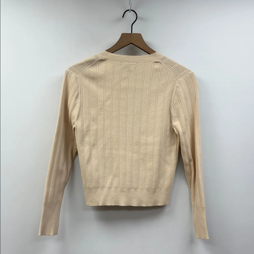 NWT J. Crew Supersculpt V-Neck Ribbed Cardigan Button-Up Sweater Cream Small